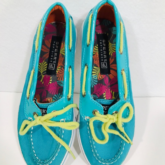 SPERRY Topsiders Shoes Size 1 Teal Biscayne EUC - Picture 1 of 8
